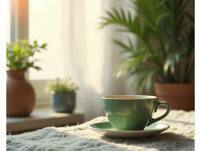 Osoba praktykująca mindfulness w spokojnym otoczeniu, z rozmyciem otoczenia symbolizującym skupienie.