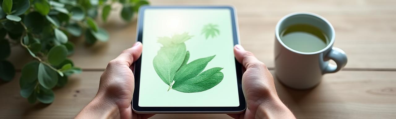 Stylowa osoba przeglądająca recenzje wellness na tablecie