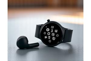Smartwatch i słuchawki sportowe na siłowni