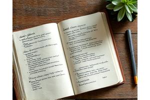 Otwarta książka lub dziennik z tekstem, symbolizująca długie artykuły na temat wellness.